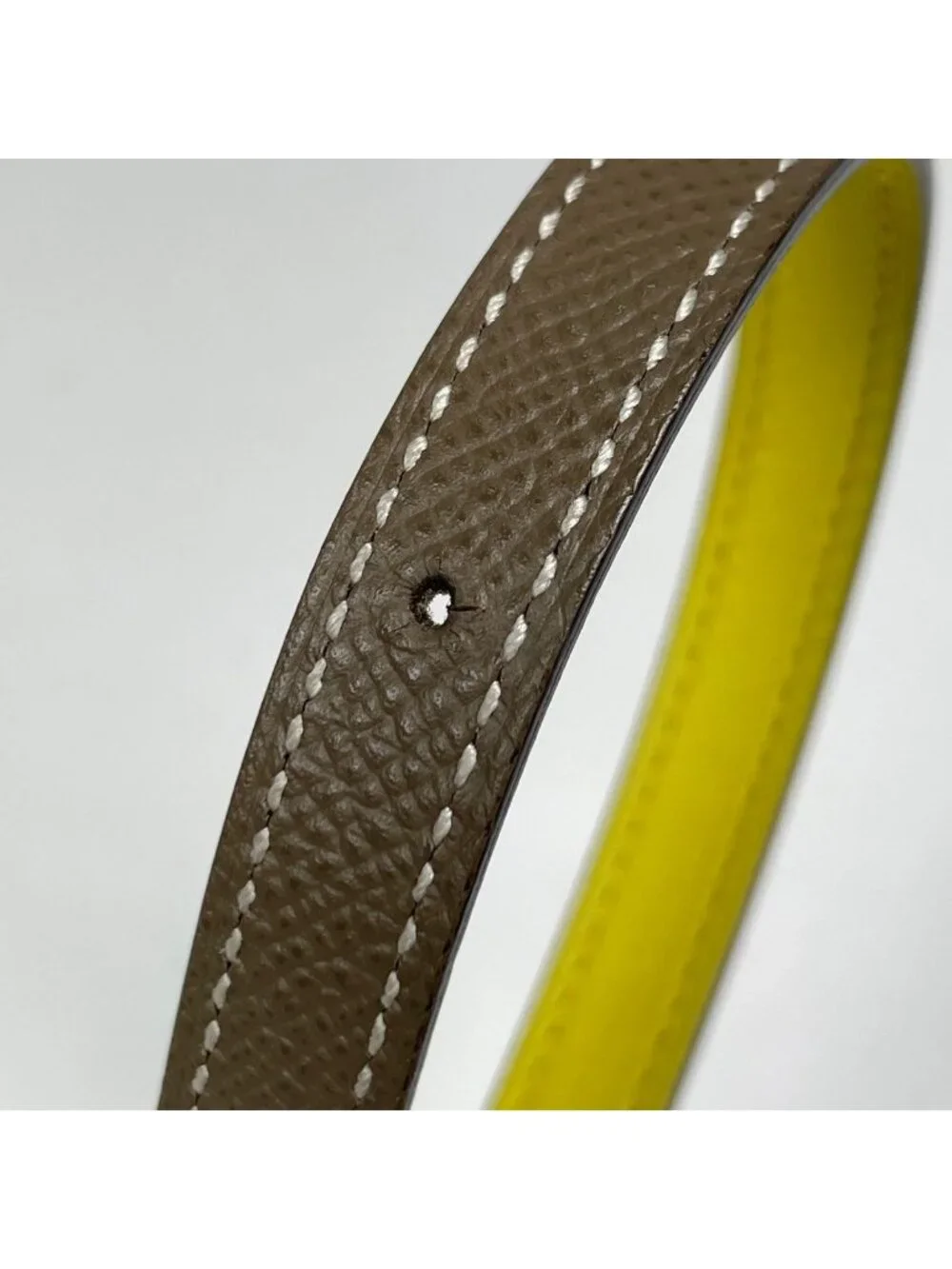 Hermes Series Reversible Belt Leather Beige Yellow
